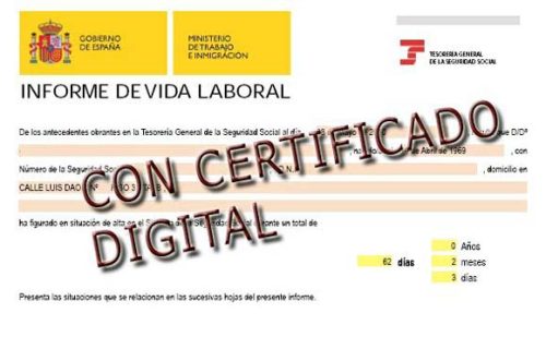 Vida laboral con certificado digital