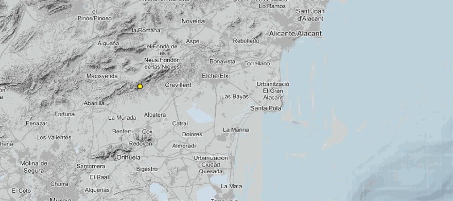 Registrado un terremoto de 2,9 grados de magnitud en Hondón de los Frailes