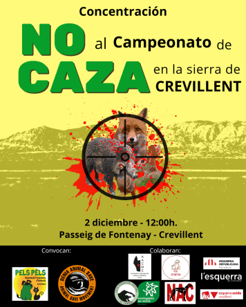 La Protectora Pels Pèls y la organización animalista Dénia Animal Save organizan una concentración contra el LIV Campeonato de España de caza menor con perro que se celebrará en la sierra de Crevillent